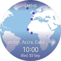 Turn the Rotating bezel right or left to select the required time zone.