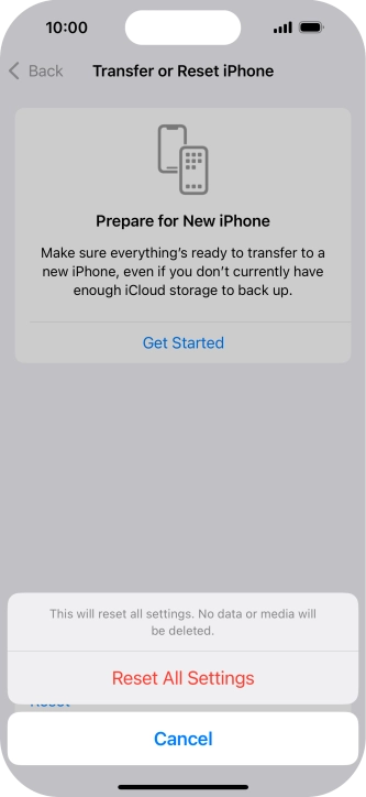 Press Reset All Settings.