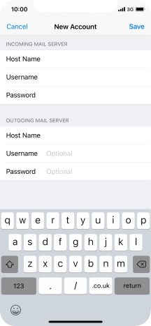 Press Username and key in the username for your email account. Please note that if you're using Vodafone's outgoing server, leave the username field empty.