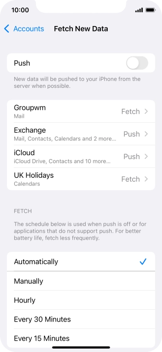If you turn off the function, press the required setting.