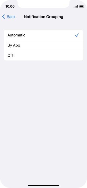 Press the required setting.