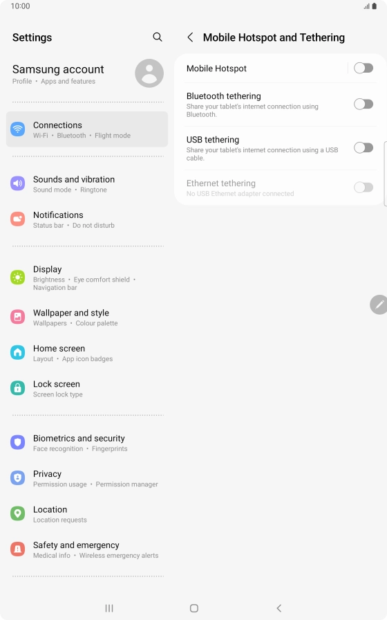 Press Mobile Hotspot.