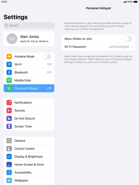 Press Wi-Fi Password and key in the required password.