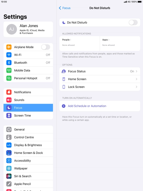 Press People and follow the instructions on the screen to select which contacts you would like to receive calls and notifications from when Do Not Disturb is turned on.