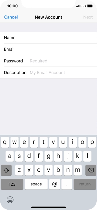 Press Password and key in the password for your email account.