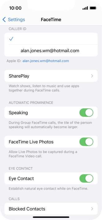 Press the required setting below 