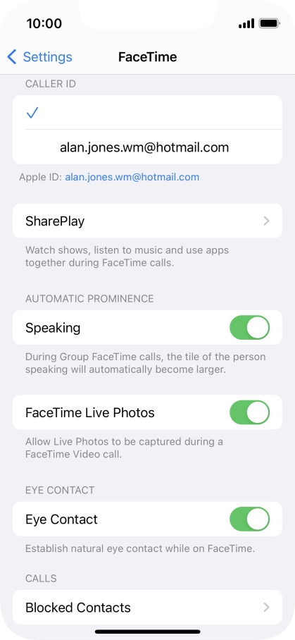 Press the required setting below 