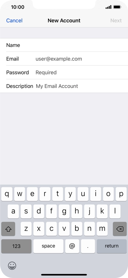 Press Email and key in your email address.