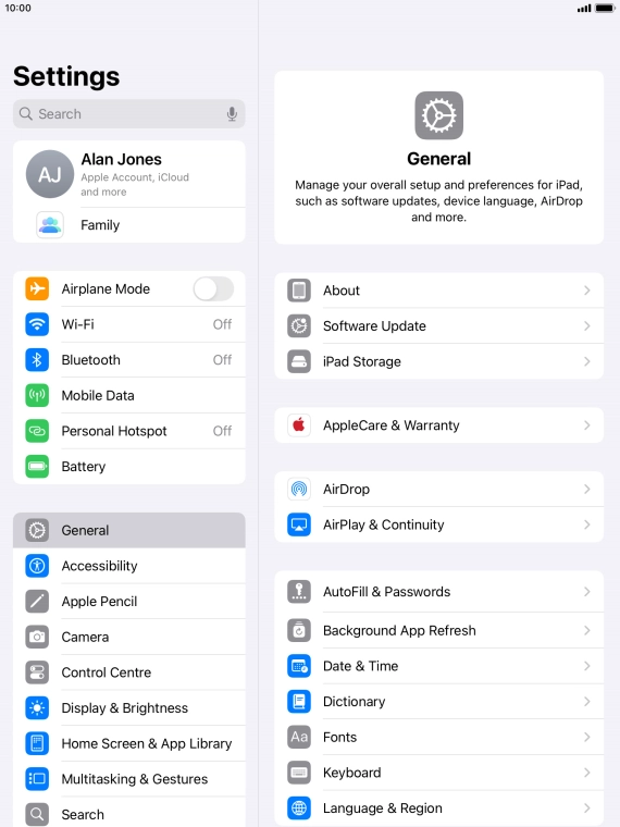 Press Software Update. If a new software version is available, it's displayed. Follow the instructions on the screen to update the tablet software.
