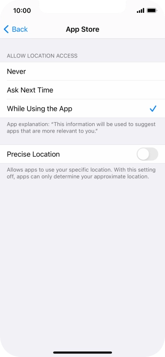 Press the required setting to turn the function on or off.