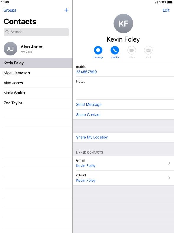 Press the new contact icon.