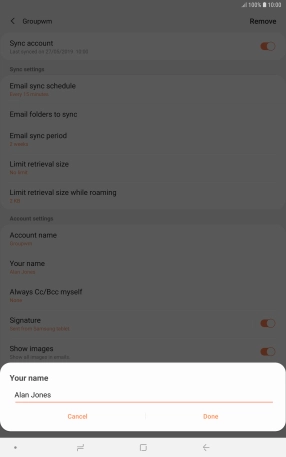 Key in the required sender name and press Done.