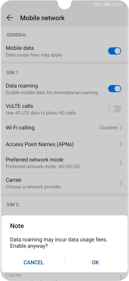 If you turn on the function, press OK.
