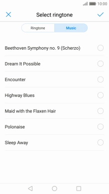 Press the required ring tone.