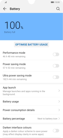 Press the indicator next to the required setting to turn on the function.