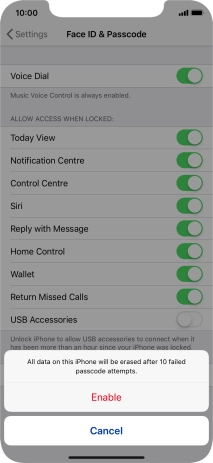 If you turn on the function, press Enable.