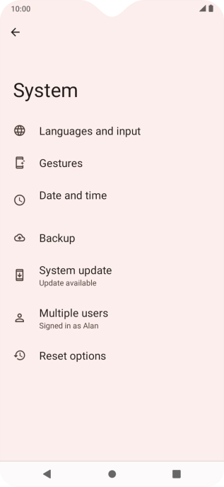 Press System update. If a new software version is available, it's displayed. Follow the instructions on the screen to update the phone software.