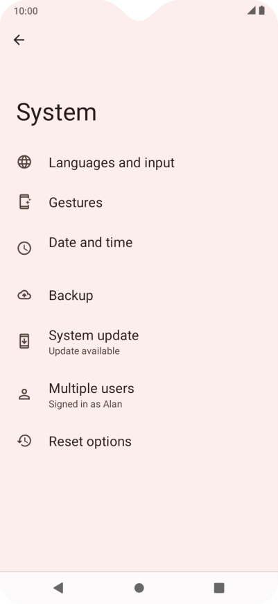 Press System update. If a new software version is available, it's displayed. Follow the instructions on the screen to update the phone software.