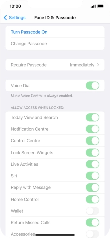 Press Turn Passcode On and key in a phone lock code of your own choice twice.