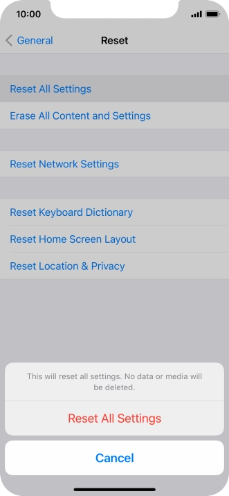 Press Reset All Settings.
