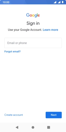 If you don't have a Google account, press Create account and follow the instructions on the screen to create an account.