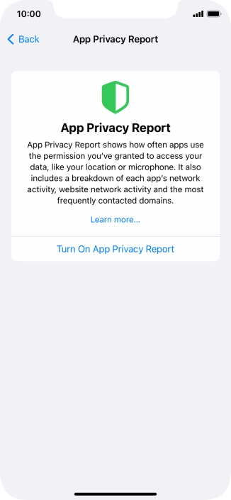 Press Turn On App Privacy Report to turn on the function.