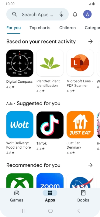Press the search field.