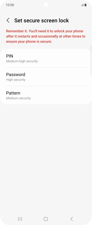 Press the required phone lock code and follow the instructions on the screen to create an additional phone lock code.