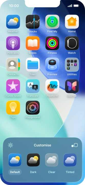 Press the required setting to select the size of app icons on the home screen.