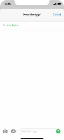 Press the text input field and write the text for your text message.