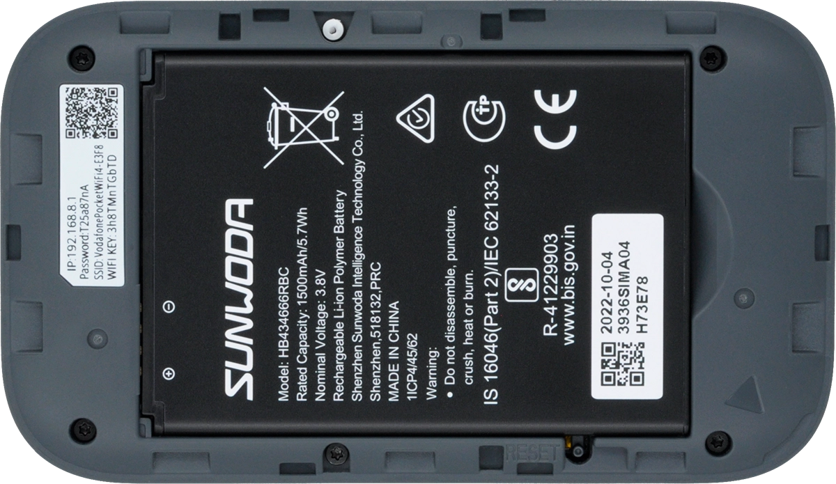 You'll find the password and name of the Wi-Fi hotspot on the inside of your router.