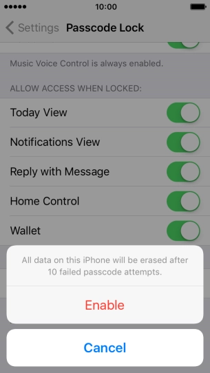 If you turn on the function, press Enable.