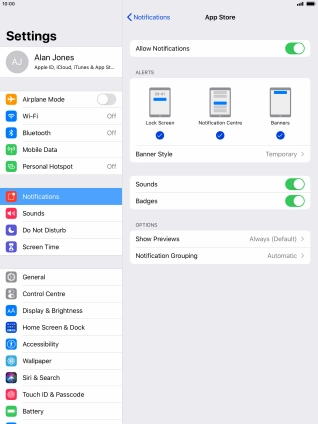 Press the indicator next to 