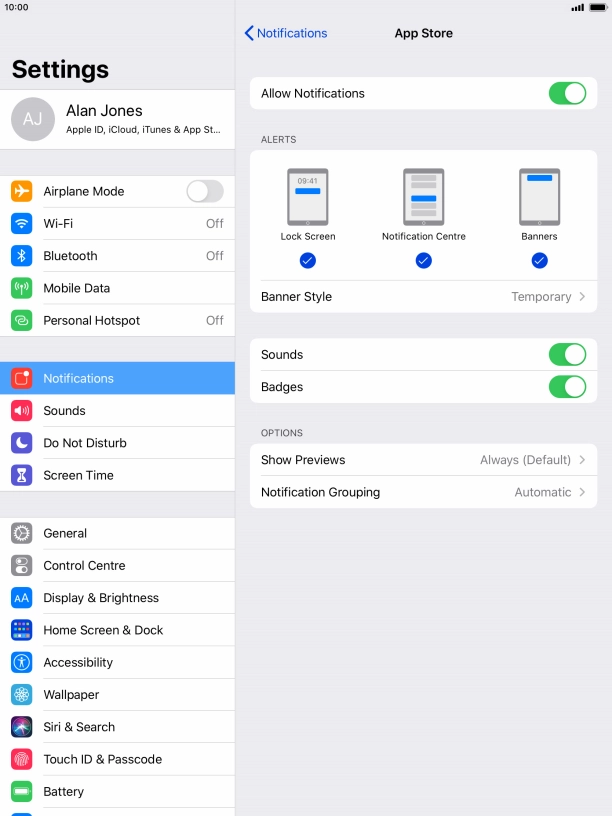 Press the indicator next to 