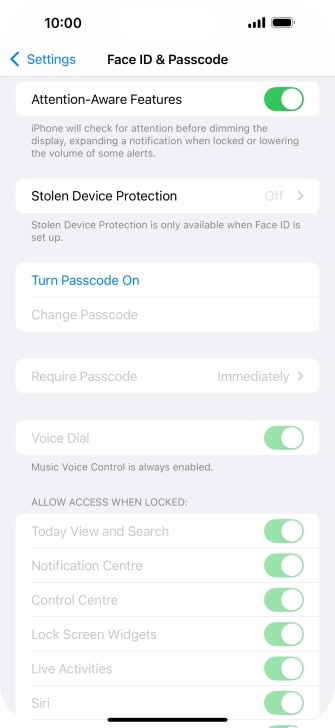 Press Turn Passcode On and key in a phone lock code of your own choice twice.