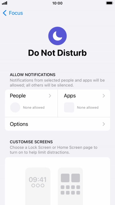 Press People and follow the instructions on the screen to select which contacts you would like to receive calls and notifications from when Do Not Disturb is turned on.