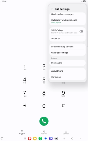 Press Supplementary services.