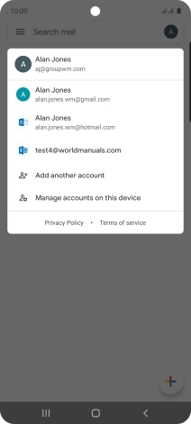 Press the required email account.