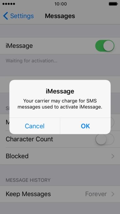 Press OK to turn on the function.