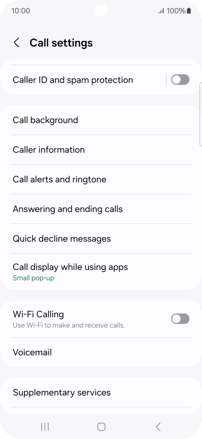 Press Supplementary services.