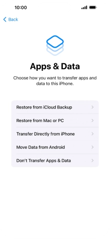 Press Don't Transfer Apps & Data and follow the instructions on the screen to finish the activation.