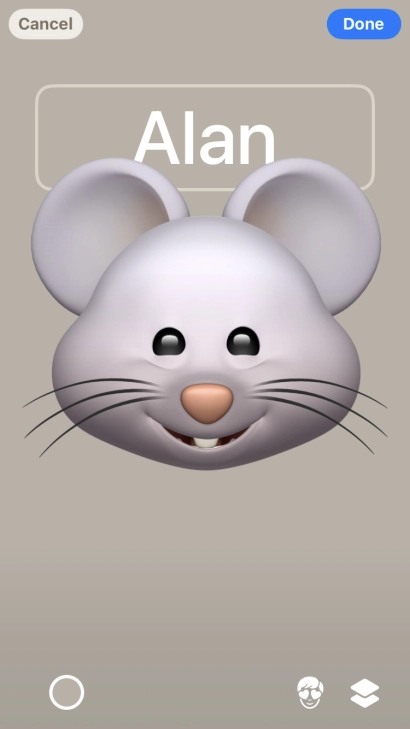 Press the name field and follow the instructions on the screen to select the required font and colour for your name on the Contact Poster.