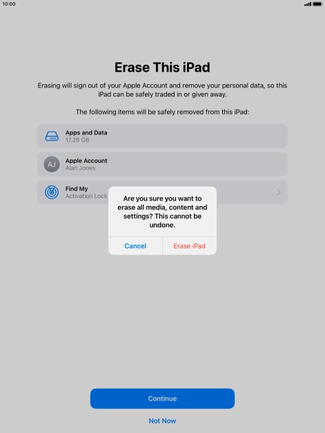 Press Erase iPad.