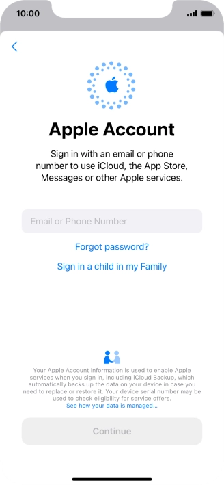 Press Email or Phone Number and key in the username for your Apple ID.