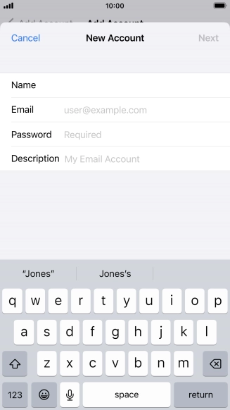 Press Email and key in your email address.