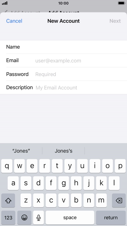 Press Email and key in your email address.