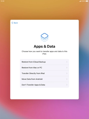 Press Don't Transfer Apps & Data and follow the instructions on the screen to finish the activation.