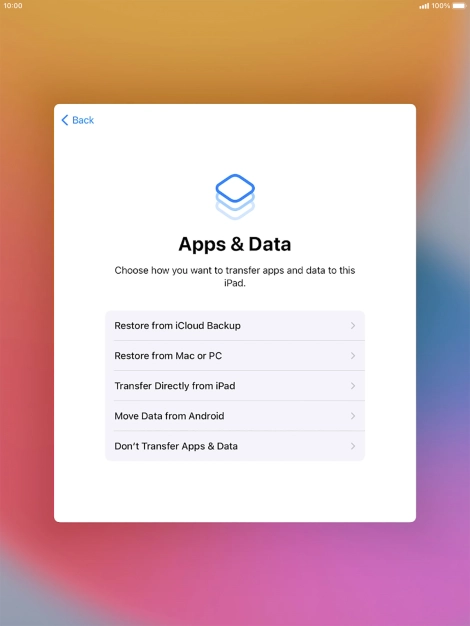 Press Don't Transfer Apps & Data and follow the instructions on the screen to finish the activation.