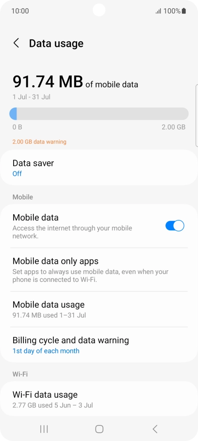 The total data usage is displayed.