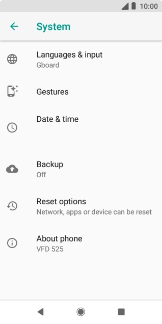 Press Reset options.